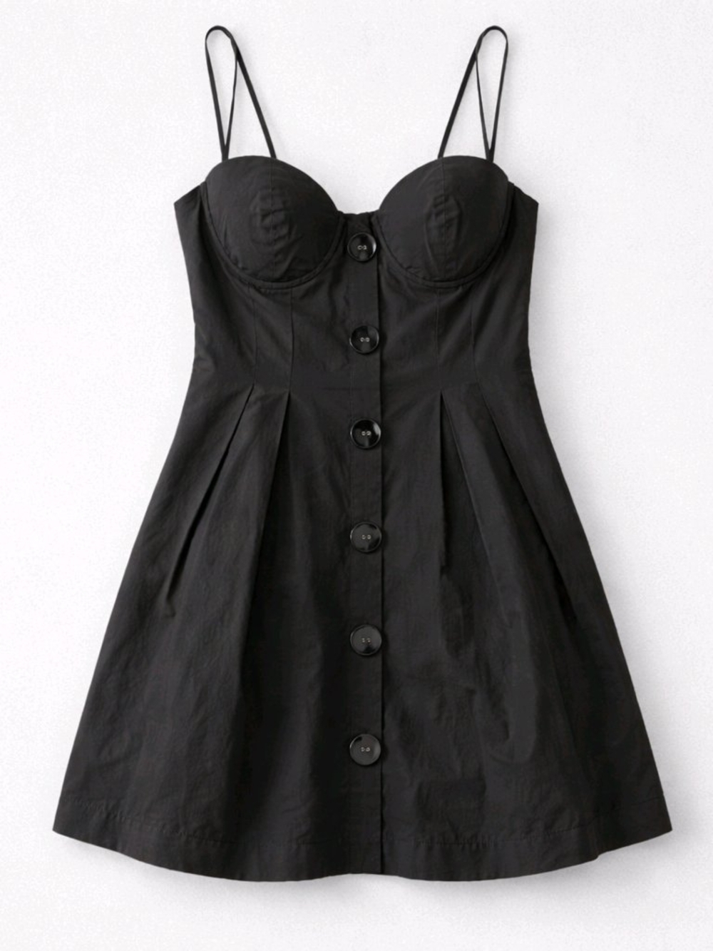 VTG Twelve by Twelve Black Bustier Mini Dress Y2K - Corset Button Front- S